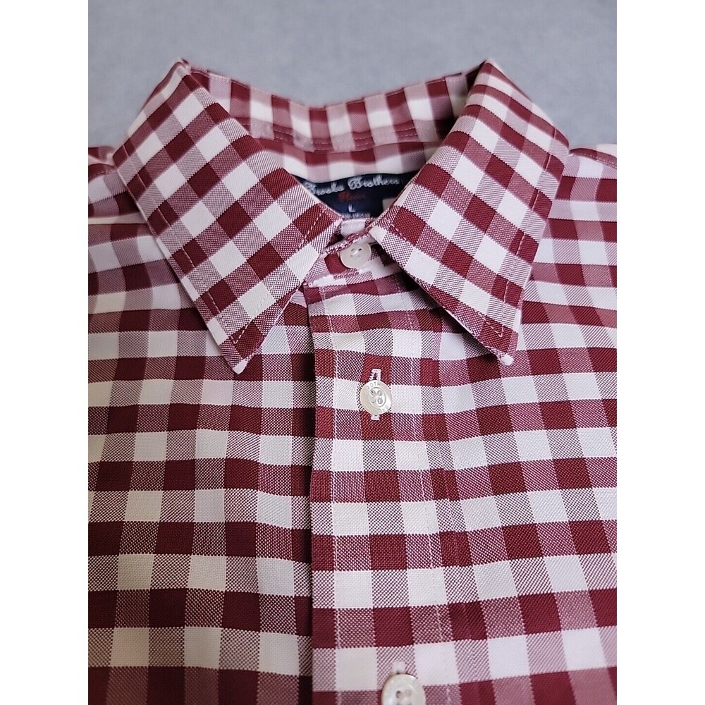 Brooks Brothers Shirt Mens L Fleece Red Plaid Supima Cotton Dad Preppy Logo - Picture 3 of 12